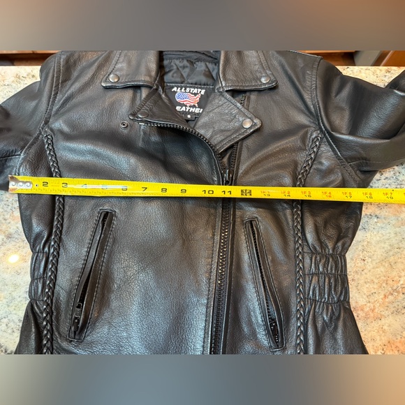 Allstate Leather Black Motorcycle Riding Jacket. Size Small. EUC. Zip out liner. - Picture 8 of 14